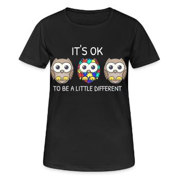 It's ok to be different owl Asperger's autism - Women's Breathable T-Shirt - black - Front - AI Model Female 172 light (172cm)