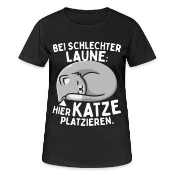 Bei Schlechter Laune Hier Katze Platzieren Katzen - Frauen T-Shirt atmungsaktiv - Schwarz - Vorne - AI Model Female 172 light (172cm)