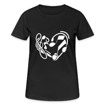 Musique Note de musique Amour - T-shirt respirant Femme - noir - Devant - AI Model Female 172 light (172cm)