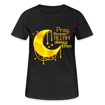 Islam Shirt Halbmond Spruch Allah - Frauen T-Shirt atmungsaktiv - Schwarz - Vorne - AI Model Female 172 light (172cm)