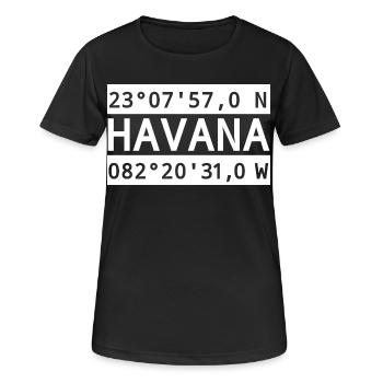 Havanna Havana Koordinaten - Frauen T-Shirt atmungsaktiv - Schwarz - Vorne - AI Model Female 172 light (172cm)