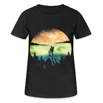 Wanderlust Hiker – Aventure aquarelle - T-shirt respirant Femme - noir - Devant - AI Model Female 172 light (172cm)