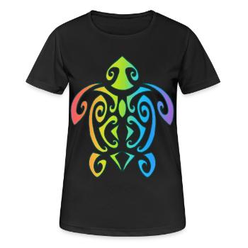 Rainbow Polynesian Turtle - Women's Breathable T-Shirt - black - Front - AI Model Female 172 light (172cm)