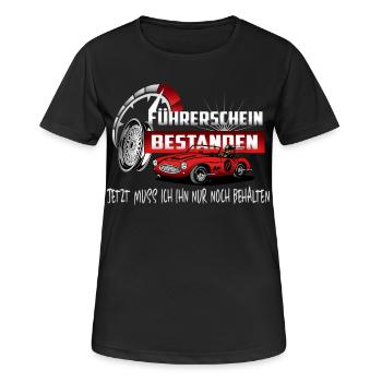 Führerschein Bestanden - Frauen T-Shirt atmungsaktiv - Schwarz - Vorne - AI Model Female 172 light (172cm)
