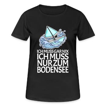 Bodensee See - Frauen T-Shirt atmungsaktiv - Schwarz - Vorne - AI Model Female 172 light (172cm)