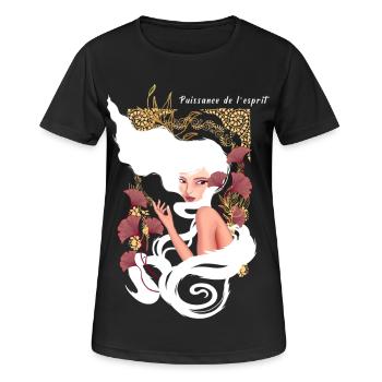 Power Of Mind Jugendstil - Frauen T-Shirt atmungsaktiv - Schwarz - Vorne - AI Model Female 172 light (172cm)