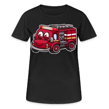 Camions de pompiers - T-shirt respirant Femme - noir - Devant - AI Model Female 172 light (172cm)