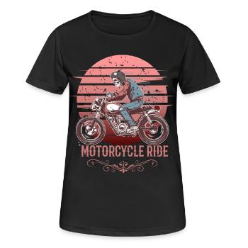 Motorradfahrer - Frauen T-Shirt atmungsaktiv - Schwarz - Vorne - AI Model Female 172 light (172cm)
