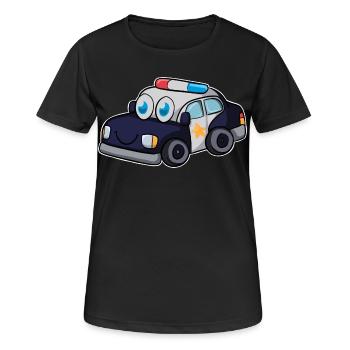 Polizeiauto - Frauen T-Shirt atmungsaktiv - Schwarz - Vorne - AI Model Female 172 light (172cm)