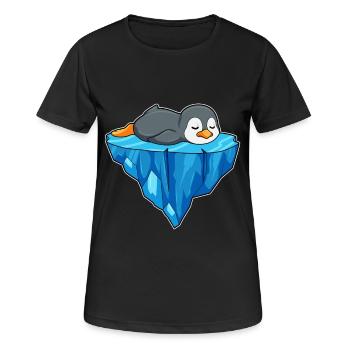 Pinguin Eisscholle - Frauen T-Shirt atmungsaktiv - Schwarz - Vorne - AI Model Female 172 light (172cm)
