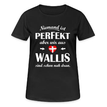 Kanton Wallis Schweiz - Frauen T-Shirt atmungsaktiv - Schwarz - Vorne - AI Model Female 172 light (172cm)