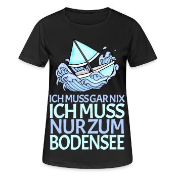 Bodensee - Frauen T-Shirt atmungsaktiv - Schwarz - Vorne - AI Model Female 172 light (172cm)