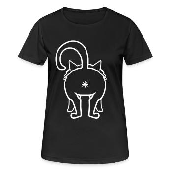 Katze von hinten - Frauen T-Shirt atmungsaktiv - Schwarz - Vorne - AI Model Female 172 light (172cm)