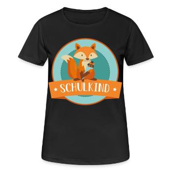 Schulkind - schlauer Fuchs - Schulbeginn - Frauen T-Shirt atmungsaktiv - Schwarz - Vorne - AI Model Female 172 light (172cm)