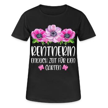 Rentnerin Ruhestand Endlich Zeit für den Garten - Frauen T-Shirt atmungsaktiv - Schwarz - Vorne - AI Model Female 172 light (172cm)