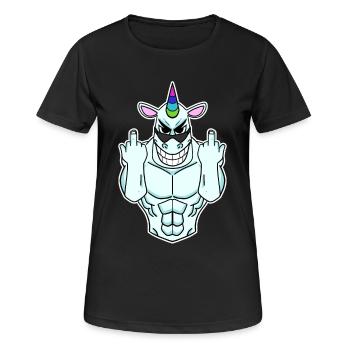 Unicorn middle finger - Women's Breathable T-Shirt - black - Front - AI Model Female 172 light (172cm)