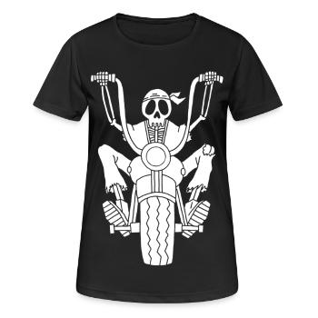 Skelett Motorradfahrer weiß - Frauen T-Shirt atmungsaktiv - Schwarz - Vorne - AI Model Female 172 light (172cm)