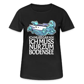 Bodensee - Frauen T-Shirt atmungsaktiv - Schwarz - Vorne - AI Model Female 172 light (172cm)