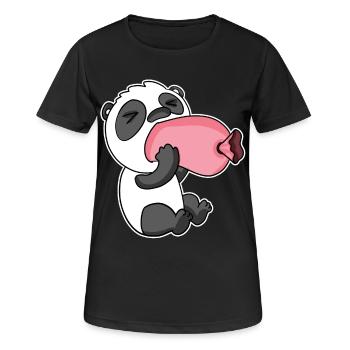 Panda mit Wurst - Frauen T-Shirt atmungsaktiv - Schwarz - Vorne - AI Model Female 172 light (172cm)