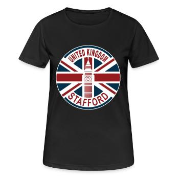 Stafford Royaume-Uni Royaume-Uni Union Jack Drapeau britannique - T-shirt respirant Femme - noir - Devant - AI Model Female 172 light (172cm)