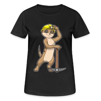 Erdmännchen Bergarbeiter Spitzhacke Bergbau - Frauen T-Shirt atmungsaktiv - Schwarz - Vorne - AI Model Female 172 light (172cm)