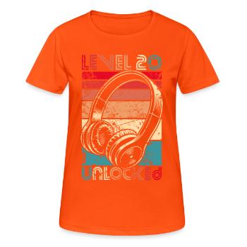 20. Geburtstag 20 Jahre Level 20 Unlocked Vintage - Frauen T-Shirt atmungsaktiv - Neonorange - Vorne - AI Model Female 172 dark (172cm)
