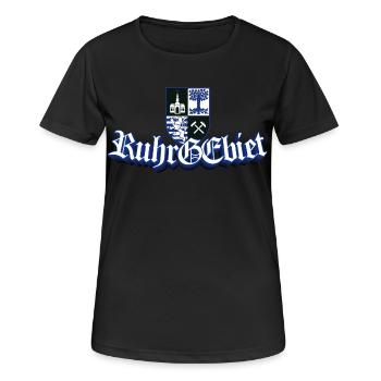 Ruhrgebiet Gelsenkirchen GE - Frauen T-Shirt atmungsaktiv - Schwarz - Vorne - AI Model Female 172 light (172cm)