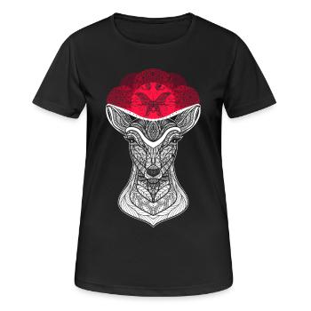 Schwarzwaldmädel Schwarzwaldmaidli Bollenhut Reh - Frauen T-Shirt atmungsaktiv - Schwarz - Vorne - AI Model Female 172 light (172cm)