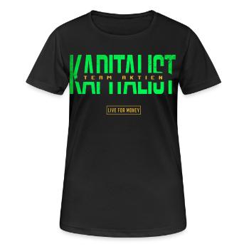 Kapitalist Team Aktien - Frauen T-Shirt atmungsaktiv - Schwarz - Vorne - AI Model Female 172 light (172cm)