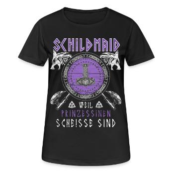 Schildmaid Prinzessinen Wikinger Schild Norse Wolf - Frauen T-Shirt atmungsaktiv - Schwarz - Vorne - AI Model Female 172 light (172cm)