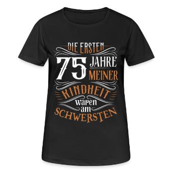 75. Geburtstag Kindheit Lustig - Frauen T-Shirt atmungsaktiv - Schwarz - Vorne - AI Model Female 172 light (172cm)