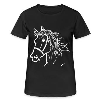 Tête de cheval illustration cheval - T-shirt respirant Femme - noir - Devant - AI Model Female 172 light (172cm)