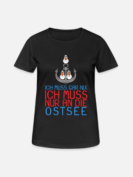 Ostsee Anker Möwe Geschenk - Frauen T-Shirt atmungsaktiv - Schwarz