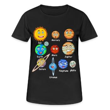 Planètes du système solaire - T-shirt respirant Femme - noir - Devant - AI Model Female 172 light (172cm)