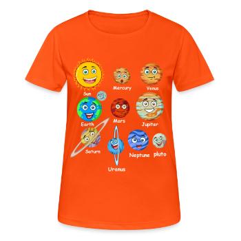 Planètes du système solaire - T-shirt respirant Femme - orange néon - Devant - AI Model Female 172 dark (172cm)