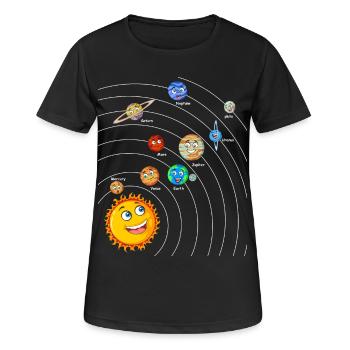 Système solaire - T-shirt respirant Femme - noir - Devant - AI Model Female 172 light (172cm)