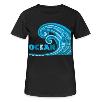 Ozean - Frauen T-Shirt atmungsaktiv - Schwarz - Vorne - AI Model Female 172 light (172cm)