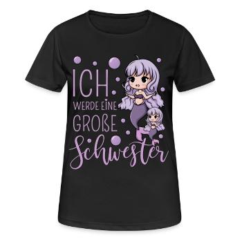 Ich werde eine große Schwester Meerjungfrau - Frauen T-Shirt atmungsaktiv - Schwarz - Vorne - AI Model Female 172 light (172cm)