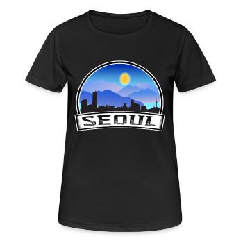 Seoul Südkorea Skyline Vintage Sonnenuntergang Reise So - Frauen T-Shirt atmungsaktiv - Schwarz - Vorne - AI Model Female 172 light (172cm)