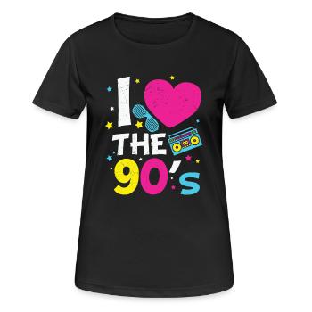 1990's 90S Heart The Nineties - Women's Breathable T-Shirt - black - Front - AI Model Female 172 light (172cm)