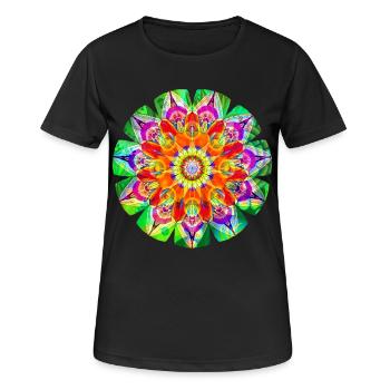 Farbenfrohes hippes Mandala - Frauen T-Shirt atmungsaktiv - Schwarz - Vorne - AI Model Female 172 light (172cm)