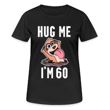 60 ans - 60 ans - Câlin - T-shirt respirant Femme - noir - Devant - AI Model Female 172 light (172cm)