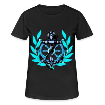 Steering Wheel Anchor Maritime Seafarers Ahoy Ship - Women's Breathable T-Shirt - black - Front - AI Model Female 172 light (172cm)