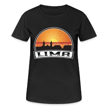 Lima Peru Skyline Vintage Sonnenuntergang Reise Souvenir - Frauen T-Shirt atmungsaktiv - Schwarz - Vorne - AI Model Female 172 light (172cm)