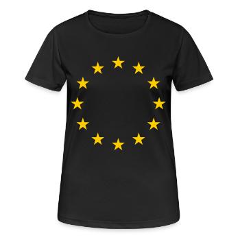 Europa - Frauen T-Shirt atmungsaktiv - Schwarz - Vorne - AI Model Female 172 light (172cm)