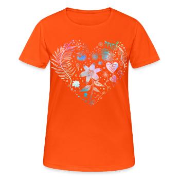 Pastel flowers - Women's Breathable T-Shirt - neon orange - Front - AI Model Female 172 dark (172cm)