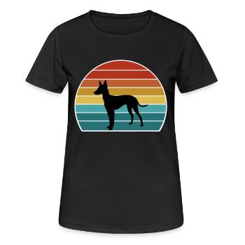 Cirneco Dell Etna Hund Silhouette Vintage Sonnenuntergang fo - Frauen T-Shirt atmungsaktiv - Schwarz - Vorne - AI Model Female 172 light (172cm)