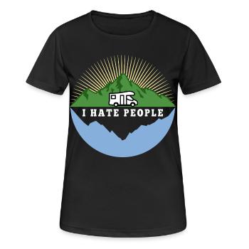 I hate people - Camping Nature Solitude - T-shirt respirant Femme - noir - Devant - AI Model Female 172 light (172cm)