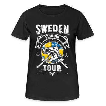 Schweden Fishing Tour Angel Tour - Frauen T-Shirt atmungsaktiv - Schwarz - Vorne - AI Model Female 172 light (172cm)