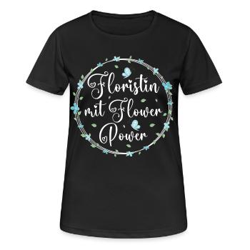 Floristin mit Flower Power - Frauen T-Shirt atmungsaktiv - Schwarz - Vorne - AI Model Female 172 light (172cm)